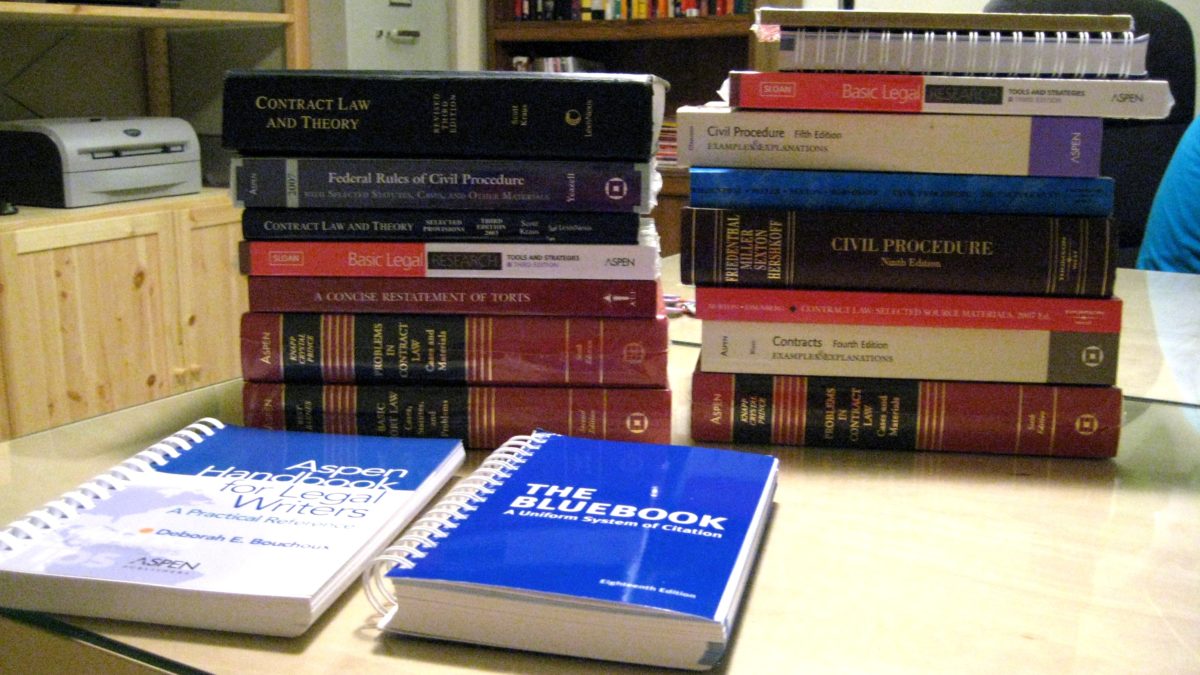 Law School Textbooks by Jesse Michael Nix via Flickr.