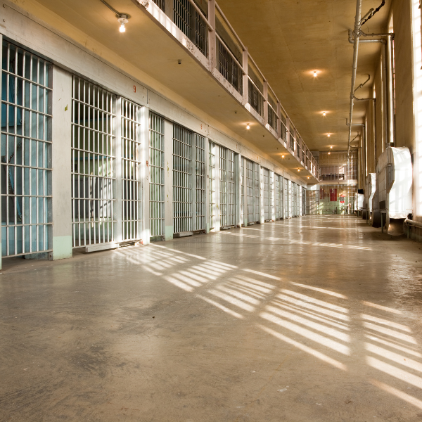 A picture of a hallway in a prison