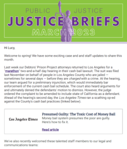 Screenshot of March 2023 Justice Briefs